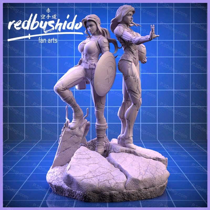 漫威 女版美国队长和女版钢铁侠-P站图纸收藏馆