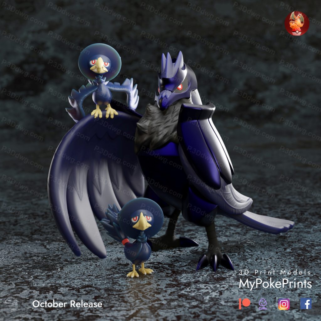 口袋妖怪 钢铠鸦和黑暗鸦-P站图纸收藏馆