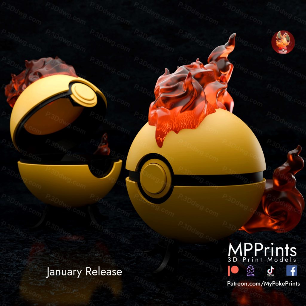 口袋妖怪 火焰鸟精灵球-P站图纸收藏馆