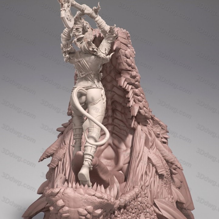 图片[2]-3DArtGuy Tiefling Barbarian Attack Dragon-P站图纸收藏馆