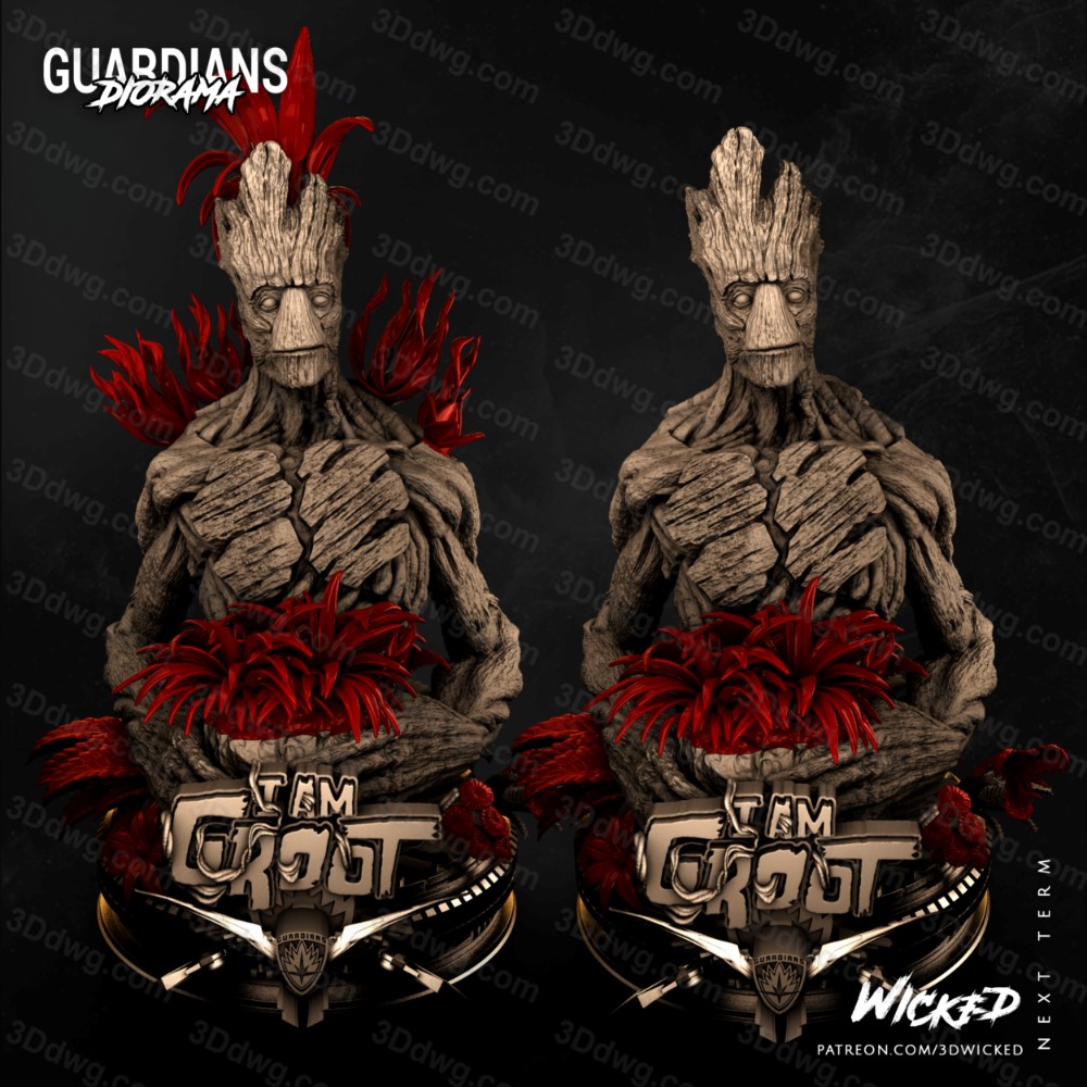 图片[3]-3DWicked 漫威 银河护卫队 树人格鲁特-P站图纸收藏馆