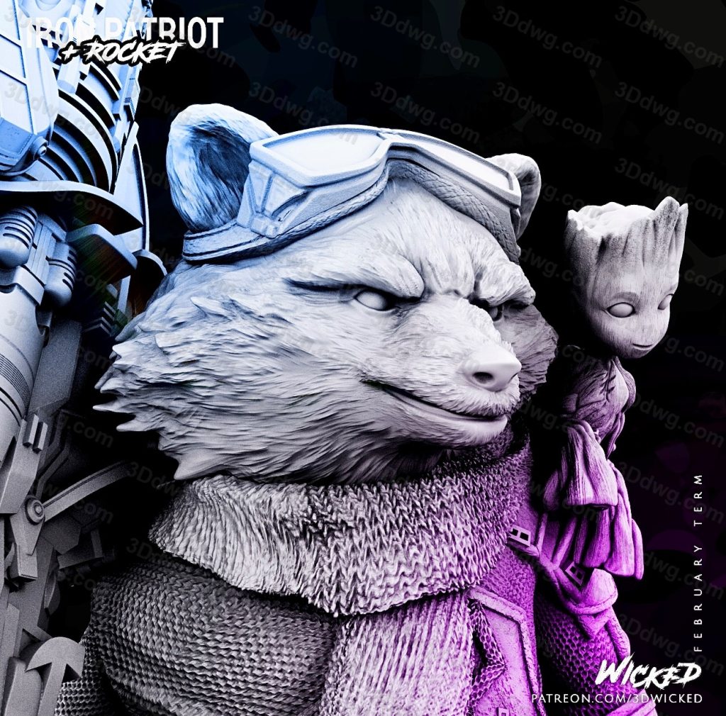 图片[2]-3DWicked 漫威 银河护卫队 火箭浣熊-P站图纸收藏馆