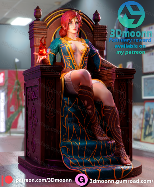 图片[3]-3Dmoonn 猎魔人 特莉丝·梅莉葛德-P站图纸收藏馆