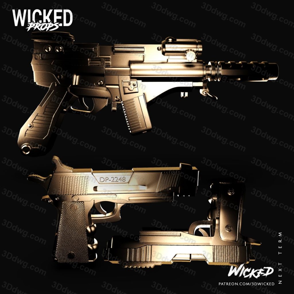 3DWicked 漫威 死侍 枪和乌兹-P站图纸收藏馆