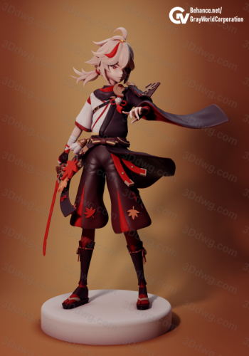 GrayWorld 原神 浪人武士枫原万叶-P站图纸收藏馆