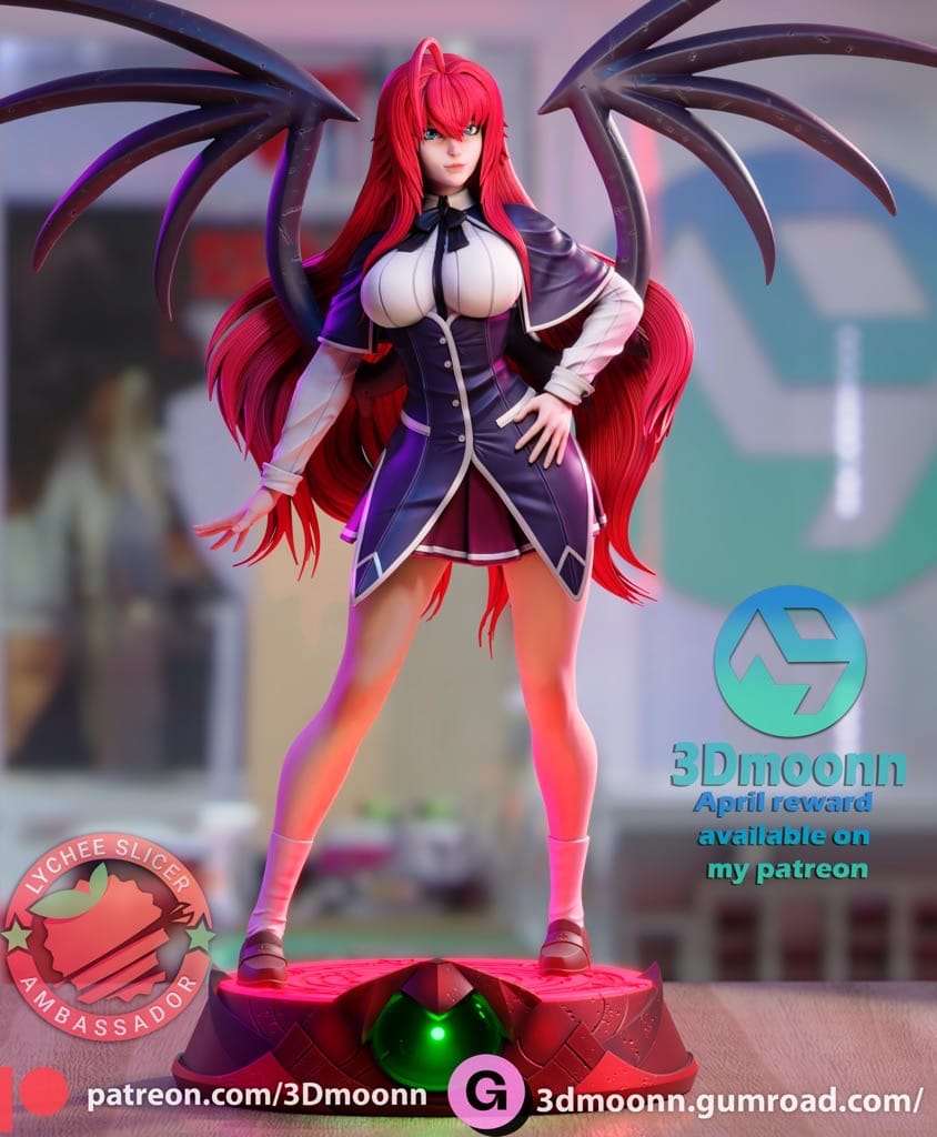 3Dmoonn 恶魔高中 莉雅丝·吉蒙里-P站图纸收藏馆
