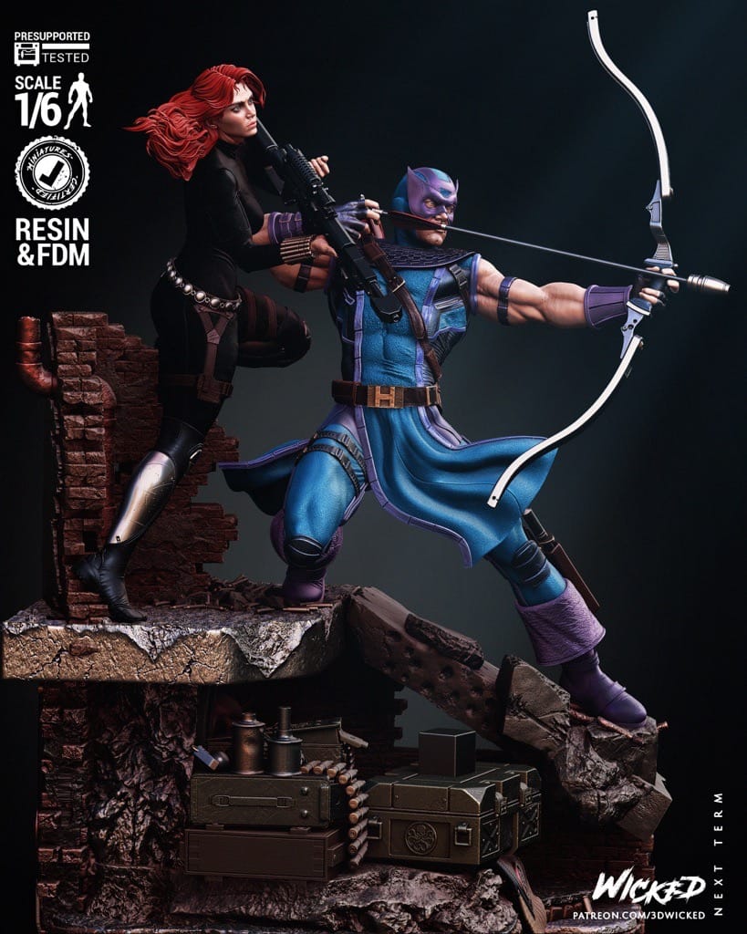 图片[1]-3DWicked 漫威 鹰眼和黑寡妇-P站图纸收藏馆