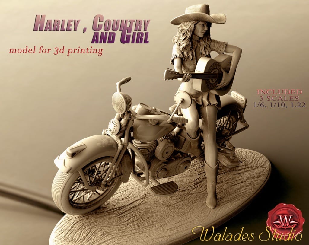 Walades 骑哈雷的乡村女孩-P站图纸收藏馆