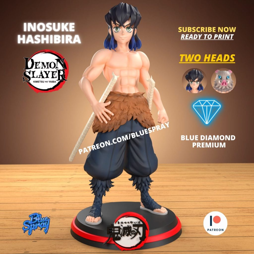 Blue Spray 鬼灭之刃 嘴平伊之助-P站图纸收藏馆