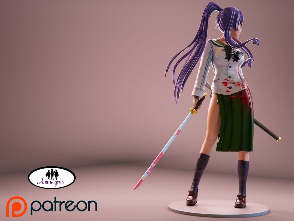 ANIME GIRLS 学园默示录 毒岛冴子-P站图纸收藏馆