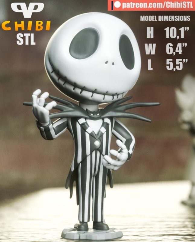 Chibi STL 圣诞夜惊魂 骷髅杰克-P站图纸收藏馆
