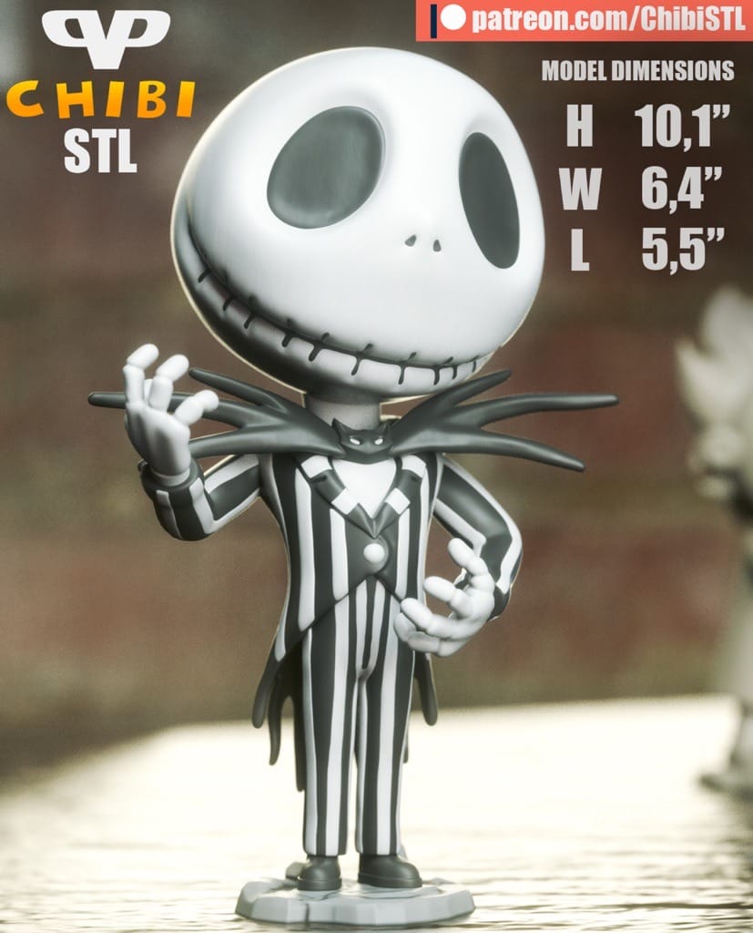 Chibi STL 圣诞夜惊魂 骷髅杰克-P站图纸收藏馆