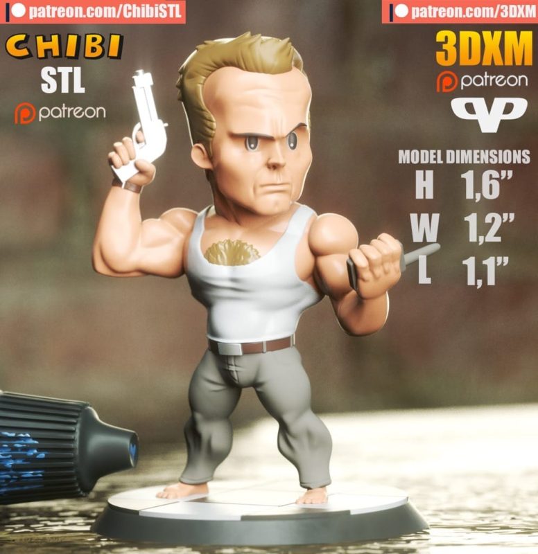 Chibi STL 虎胆龙威 约翰·麦克莱恩-P站图纸收藏馆