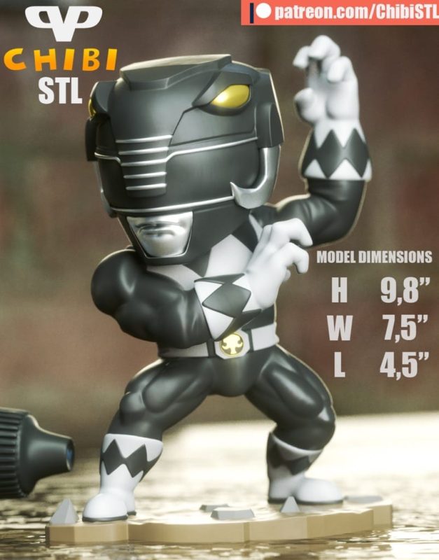 Chibi STL 恐龙战队 黑色战士-P站图纸收藏馆