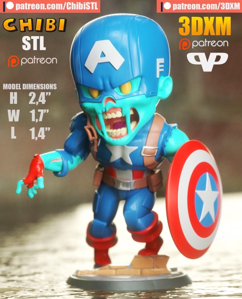 图片[1]-Chibi STL 漫威 美国队长-P站图纸收藏馆