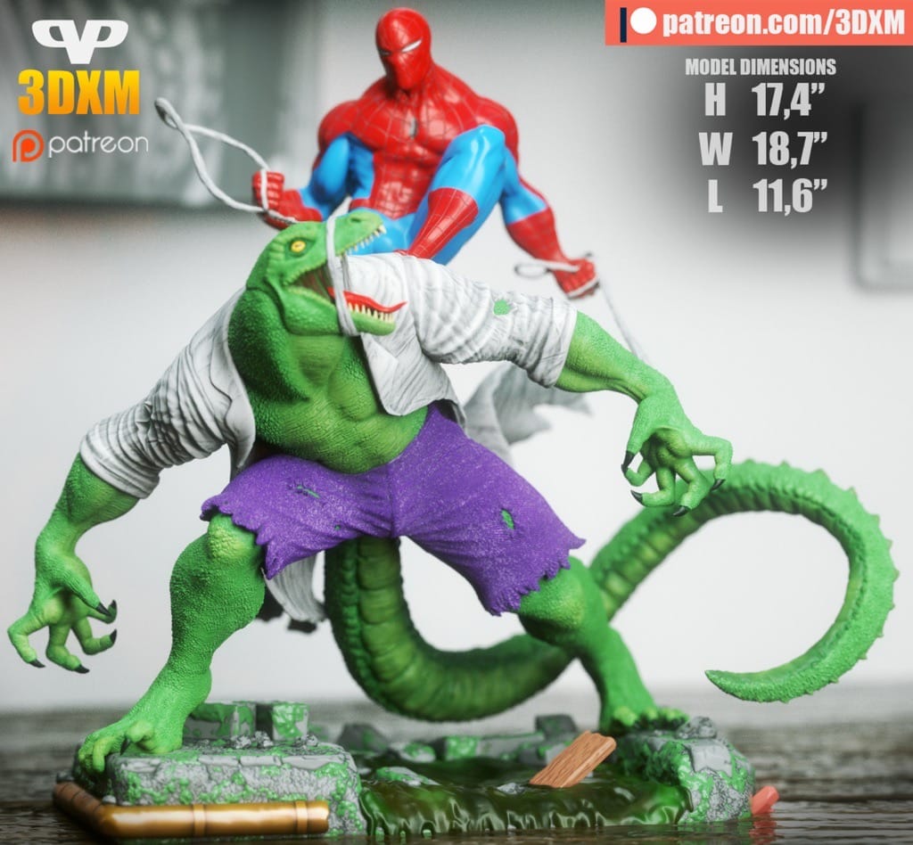 Chibi STL 漫威 蜥蜴教授VS蜘蛛侠-P站图纸收藏馆