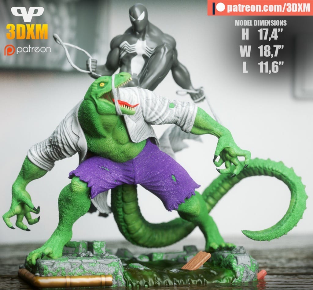 Chibi STL 漫威 蜥蜴教授VS共生体蜘蛛侠-P站图纸收藏馆