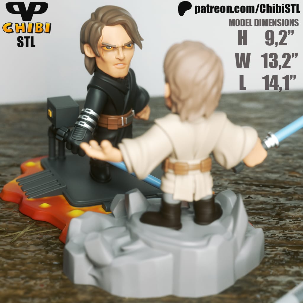 Chibi STL 星球大战 欧比-旺·肯诺比对战阿纳金-P站图纸收藏馆