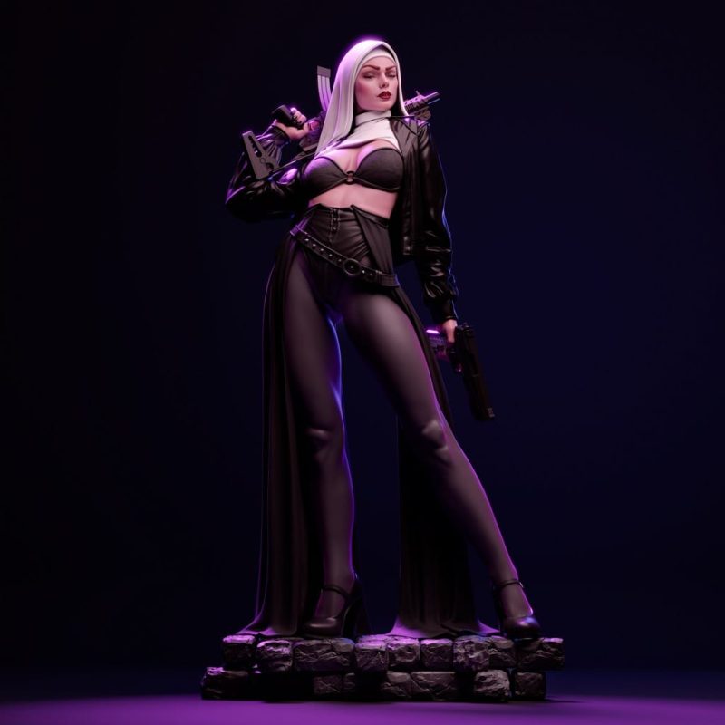 CA3D 带枪的修女-P站图纸收藏馆