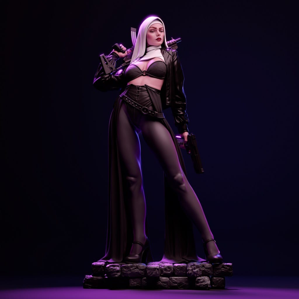 CA3D 带枪的修女-P站图纸收藏馆