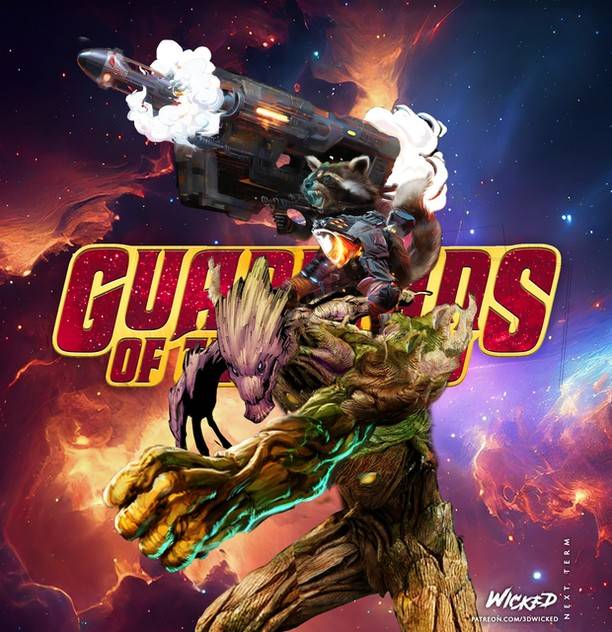 3DWicked 漫威 火箭浣熊与格鲁特-P站图纸收藏馆