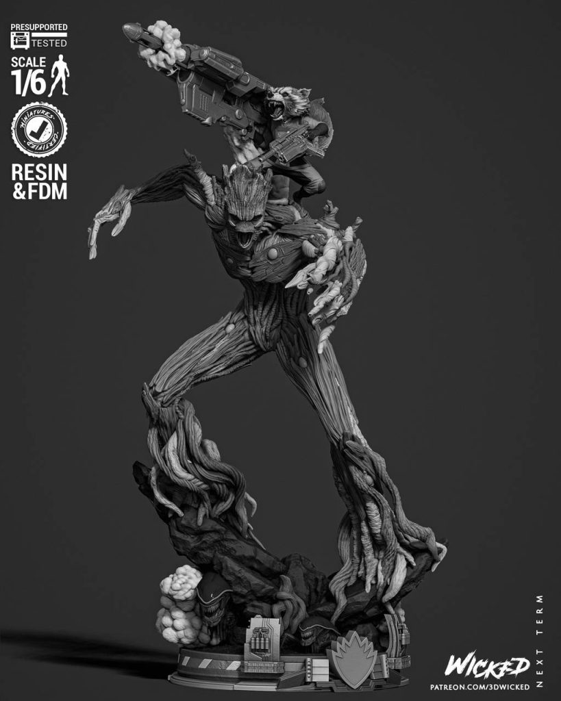 图片[2]-3DWicked 漫威 火箭浣熊与格鲁特-P站图纸收藏馆