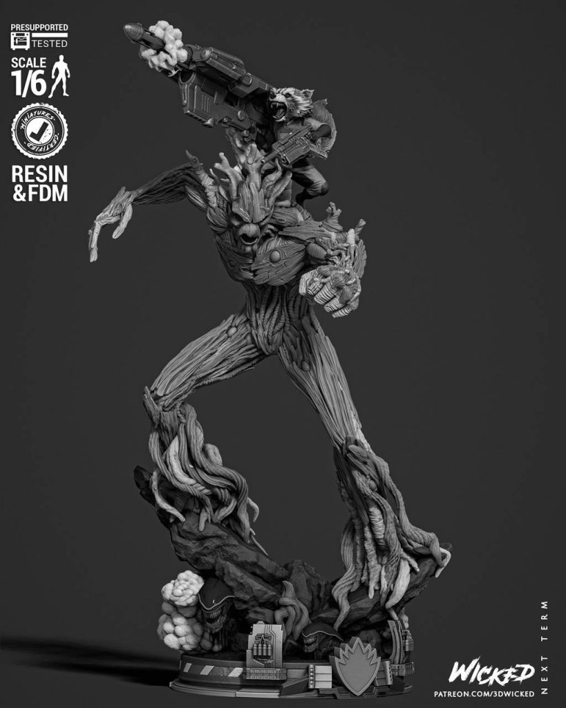 图片[3]-3DWicked 漫威 火箭浣熊与格鲁特-P站图纸收藏馆