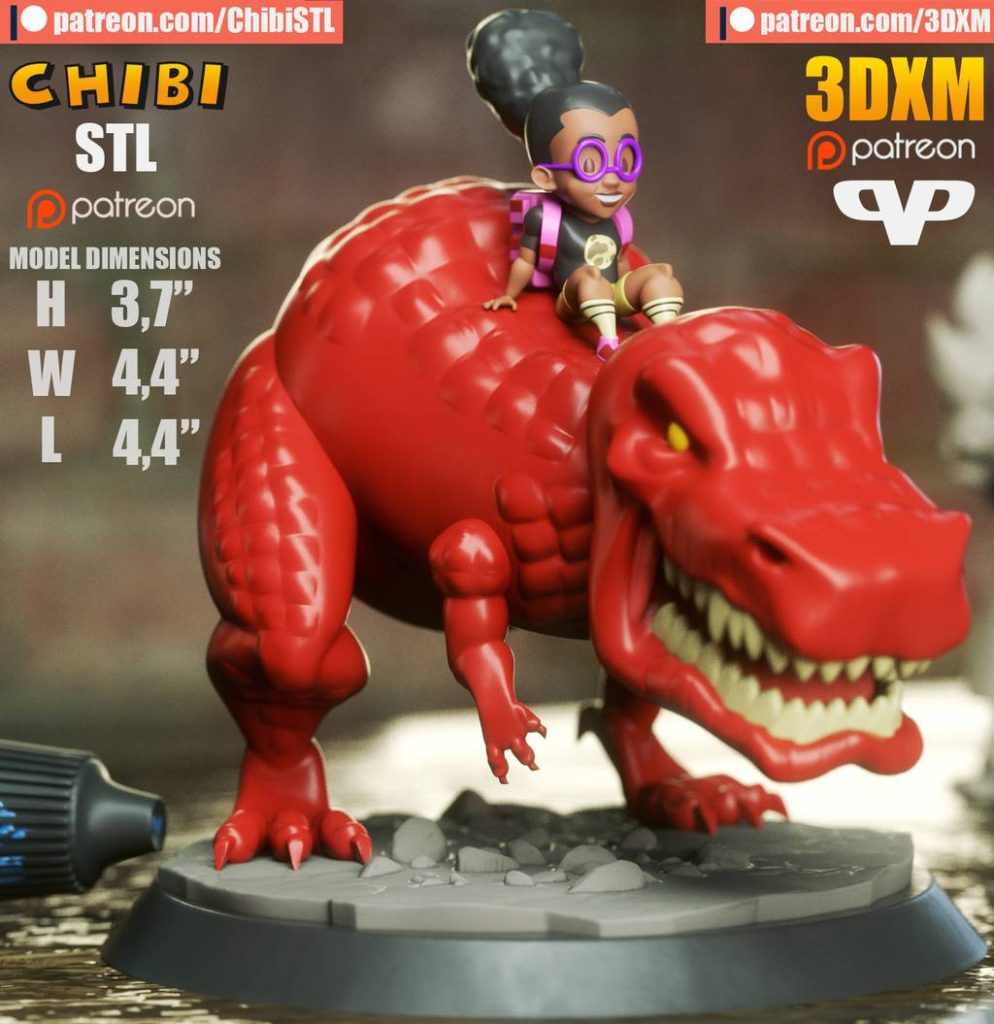 Chibi STL 月亮女孩与恶魔恐龙-P站图纸收藏馆