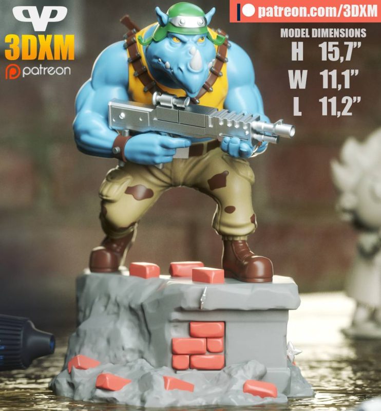 Chibi STL 忍者神龟 犀牛人 洛克史迪-P站图纸收藏馆