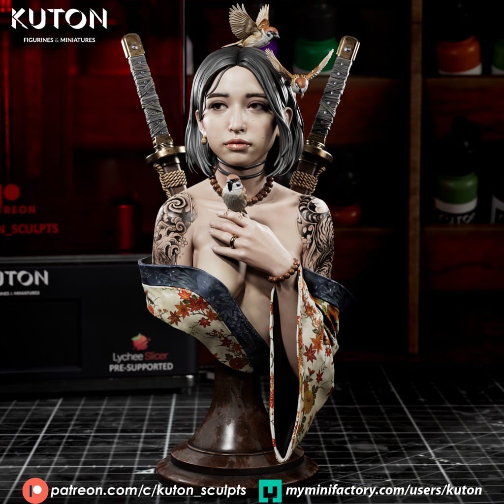 Kuton 日本女武士 莲花-P站图纸收藏馆